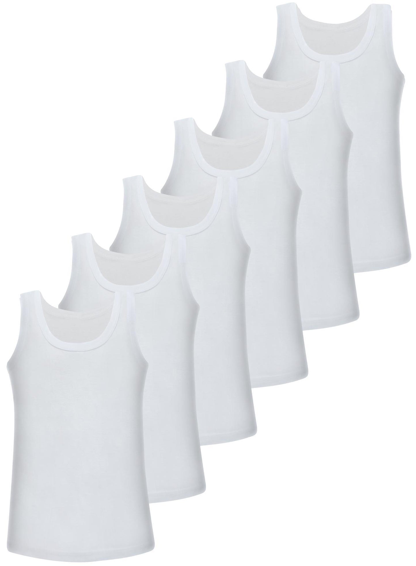 6er Set Jungen Unterhemden - Feinripp - Weiss