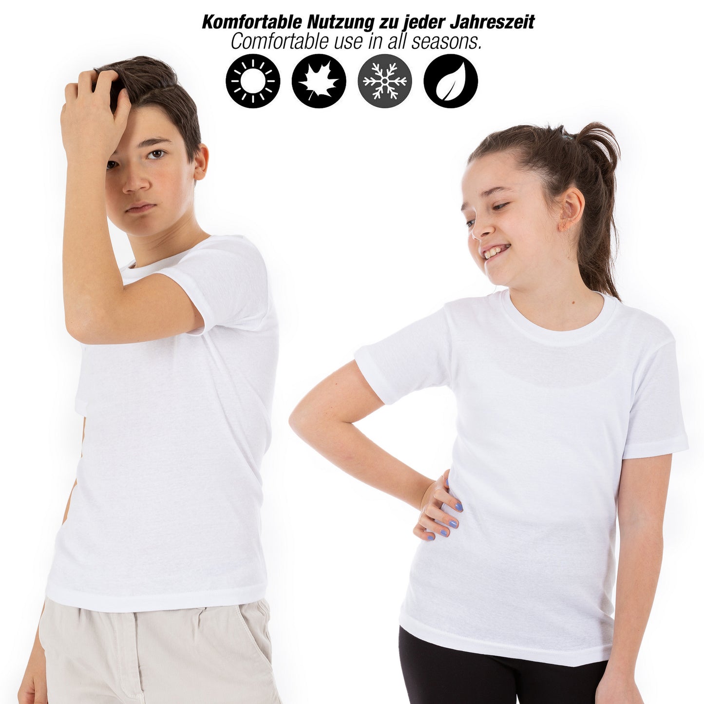 5er Set Jungen & Mädchen Kurzarm Unterhemden - Feinripp - Bunt