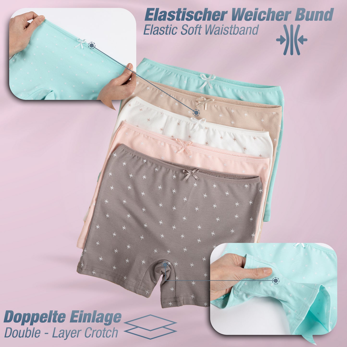 10er Set Mädchen Pantys - Sterne - Bunt