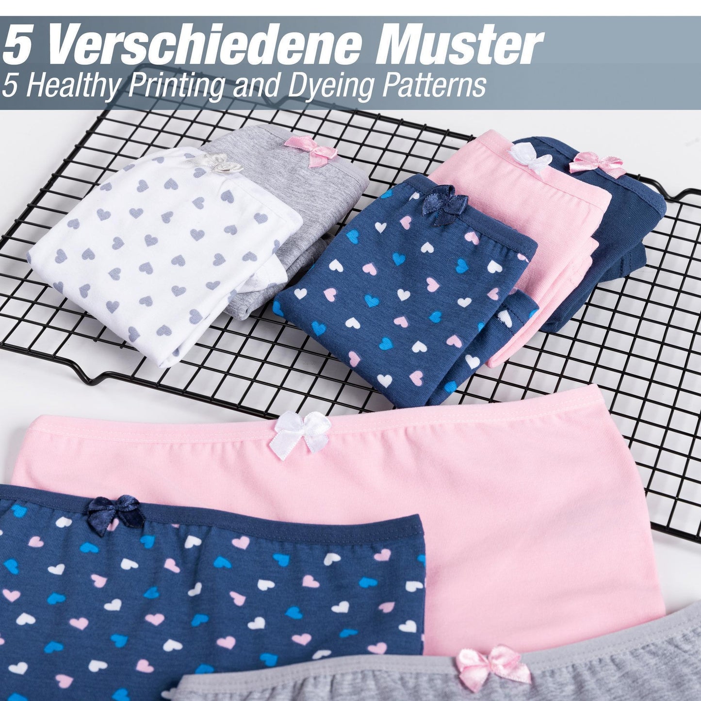 10er Set Mädchen Pantys Boxershorts - Herz