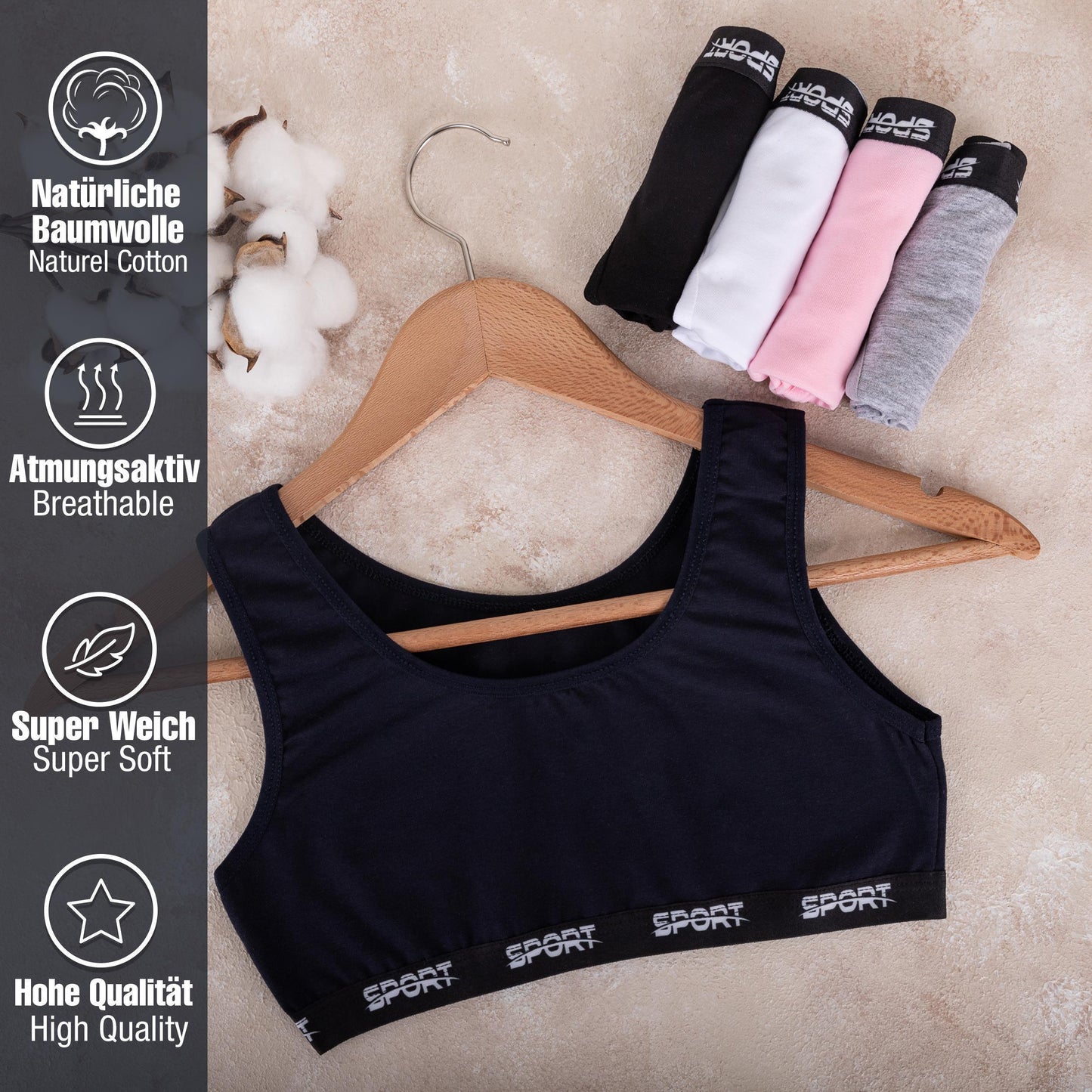 5er Set Mädchen Bustier - Sport - Bunt