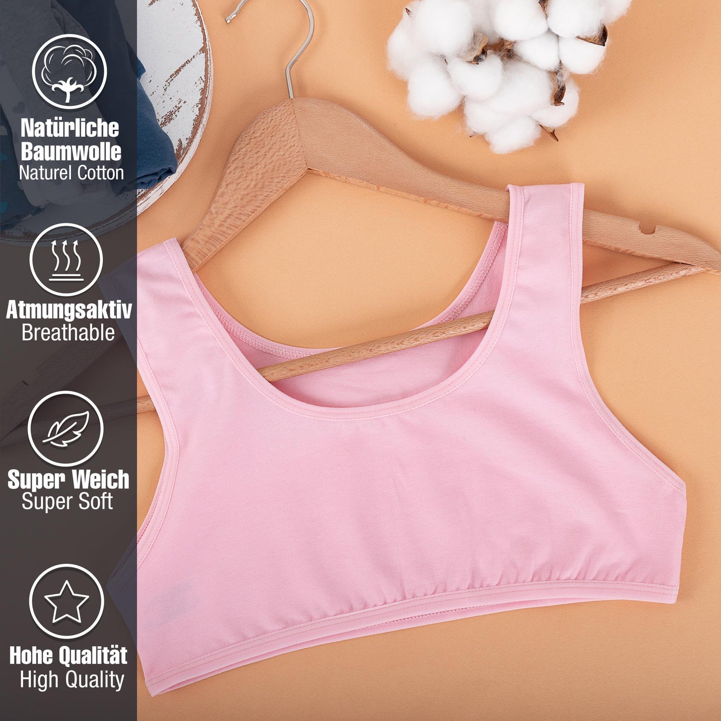 5er Set Mädchen Bustier BH - Herz - Bunt
