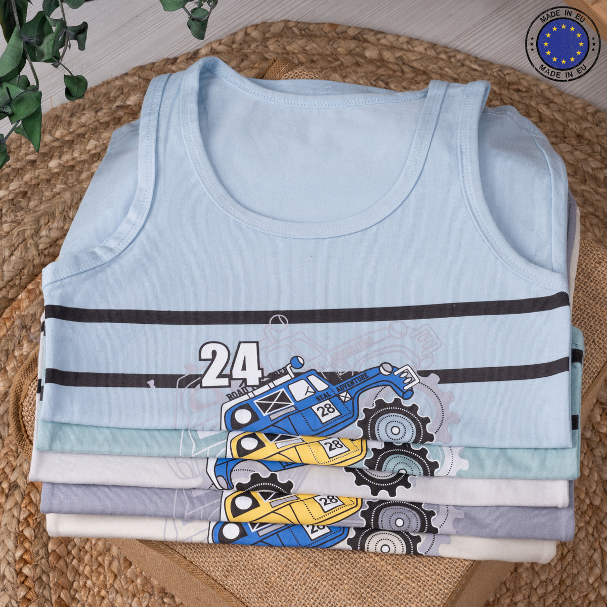 5er Set Jungen Unterhemden - Rallye - Bunt