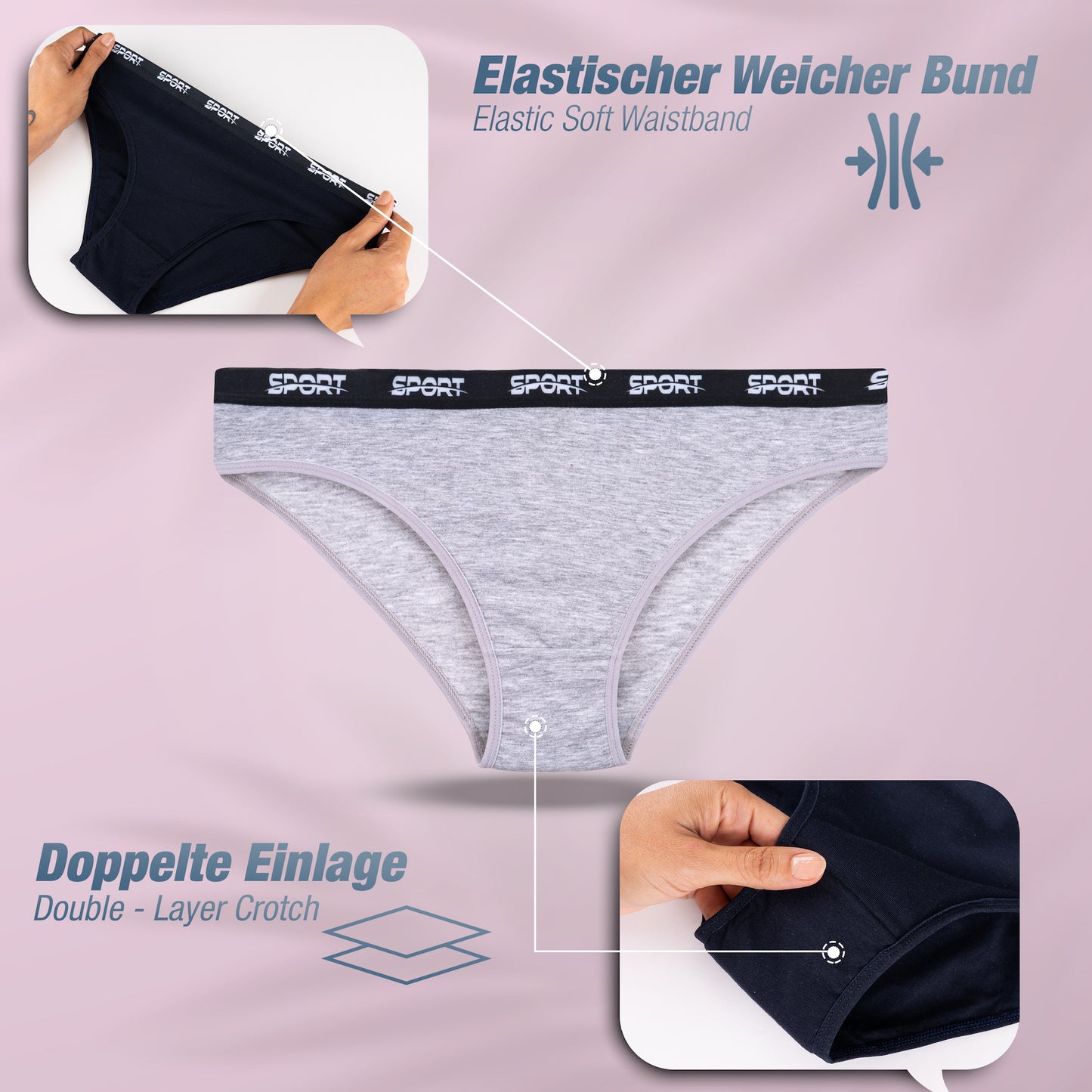 7er Set Slips - Sport - Bunt