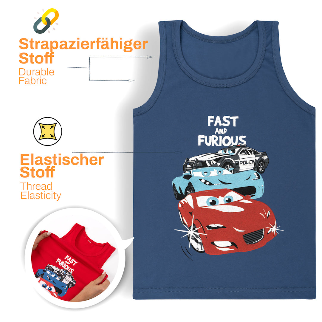 5 Jungen Unterhemden - Auto Motive - Bunt