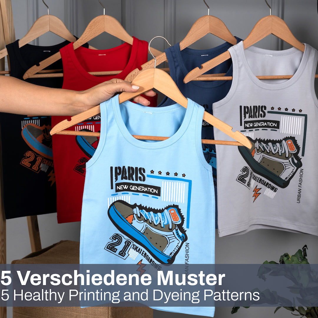 5 Jungen Unterhemden - Paris - Bunt