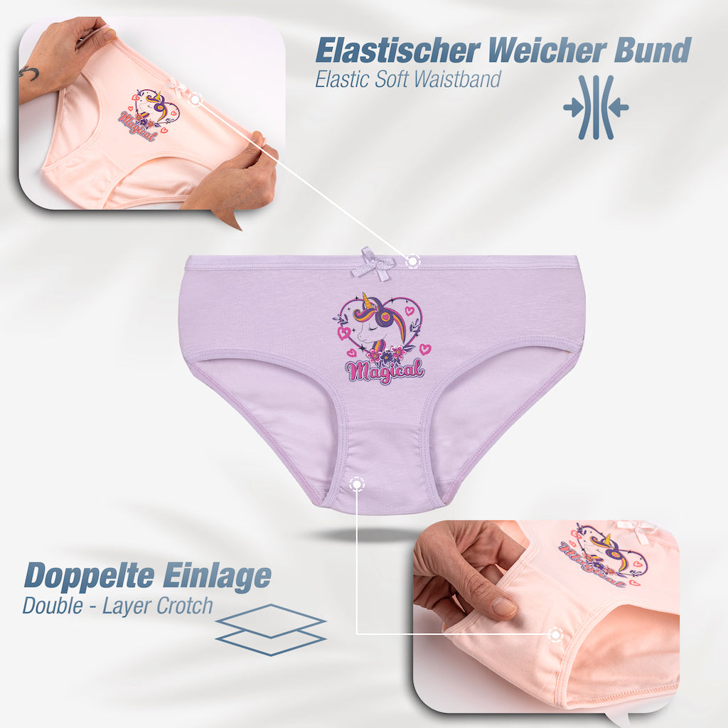 10 Mädchen Slips Baumwolle - Unicorn