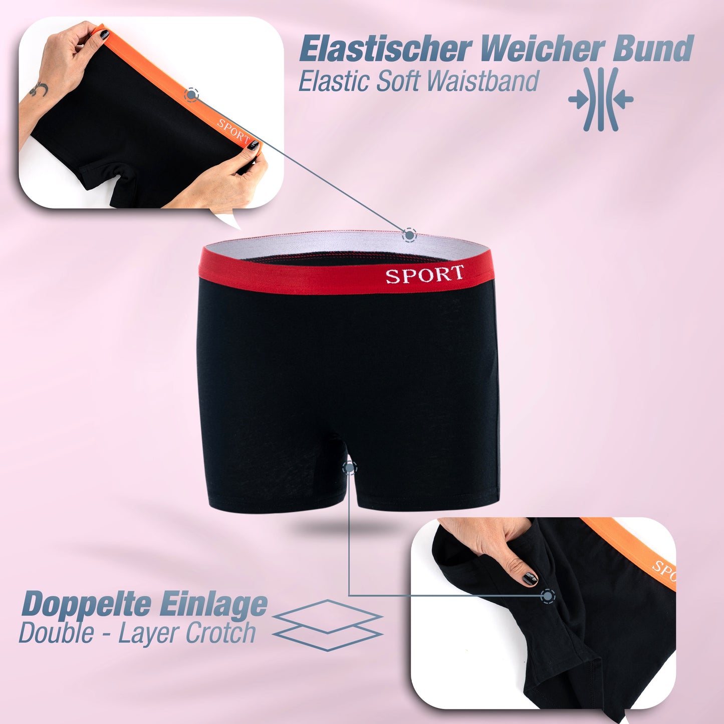 10er Set Mädchen Pantys Boxershorts - Sport - Schwarz
