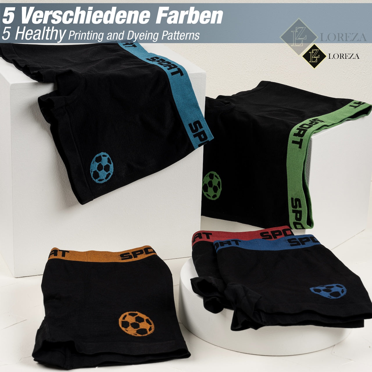 10er Set Jungen Boxershorts - Fussball - Bunt
