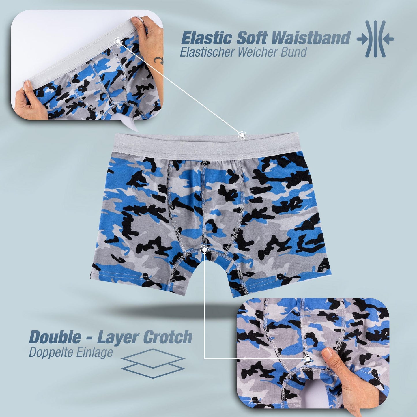 10er Set Jungen Boxershorts - Camouflage - Bunt