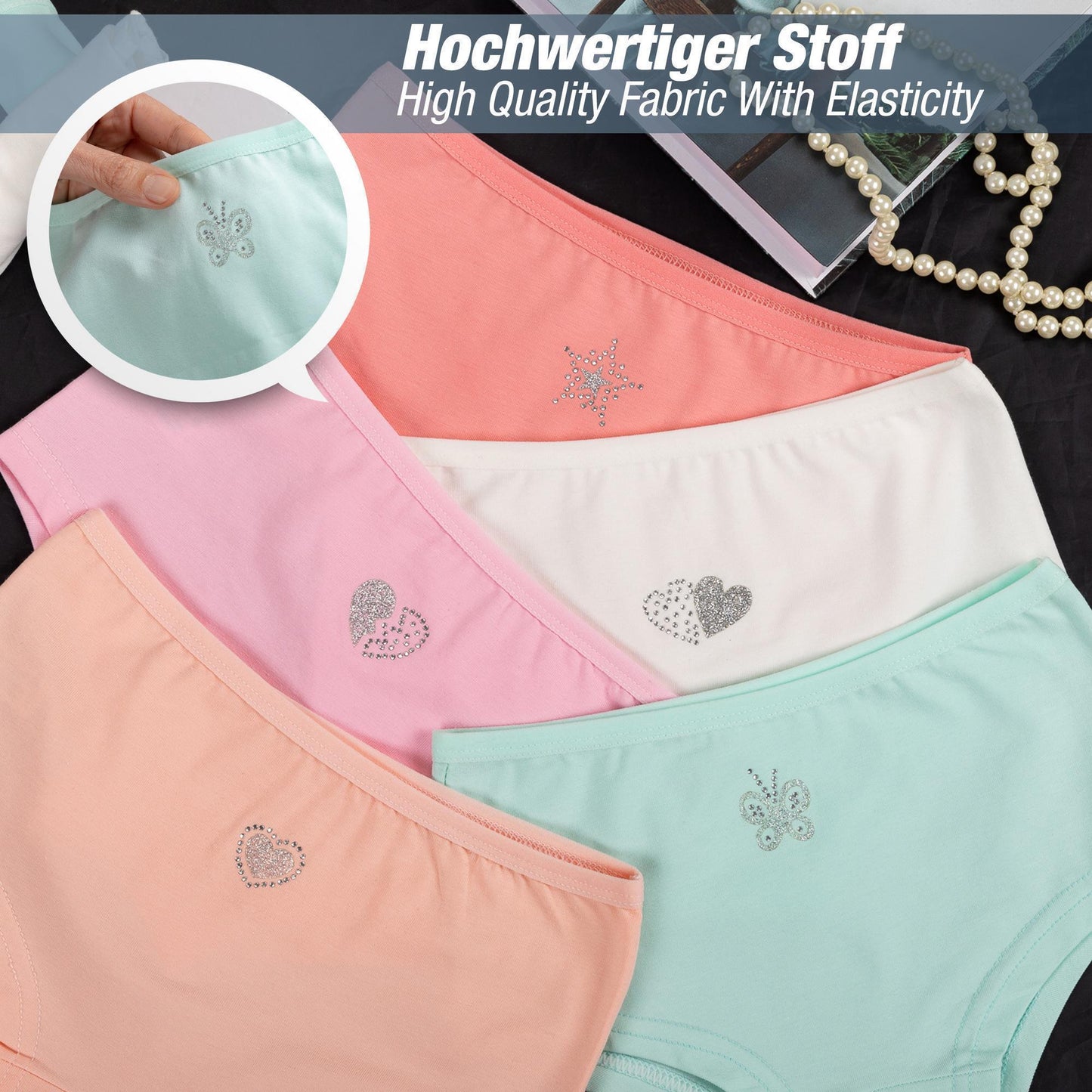 10er Set Mädchen Pantys - Strass - Mehrfarbig
