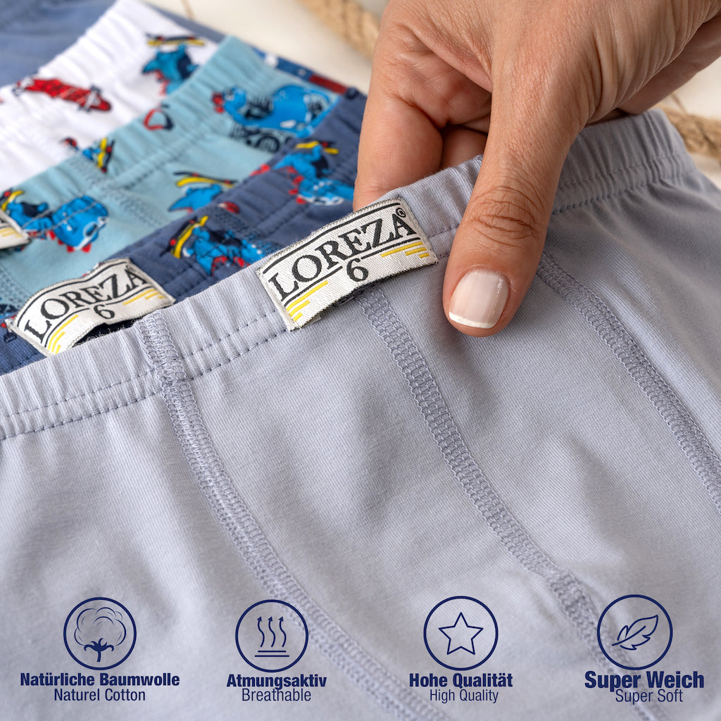 10er Set Jungen Boxershorts - Dino- Bunt