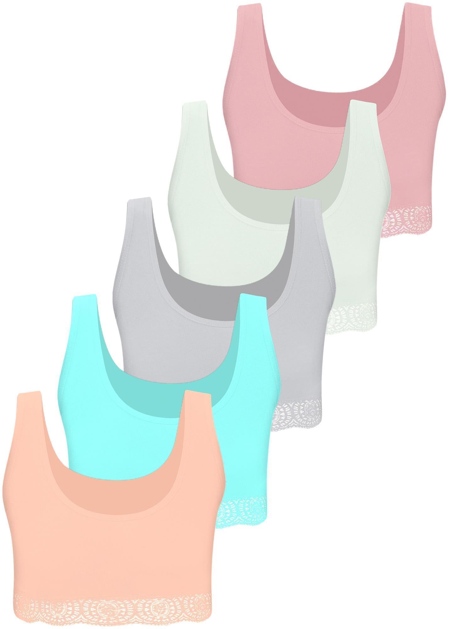 5er Set Mädchen Bustier BH - Spitze - Bunt
