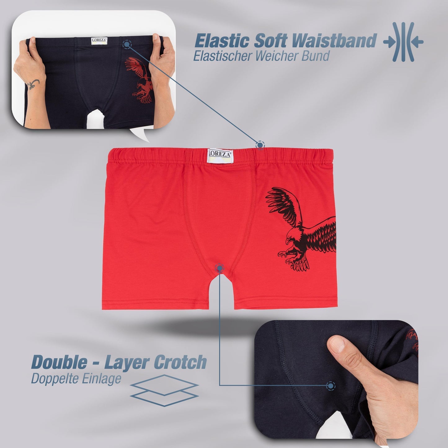 10er Pack Jungen Boxershorts - Adler - Bunt