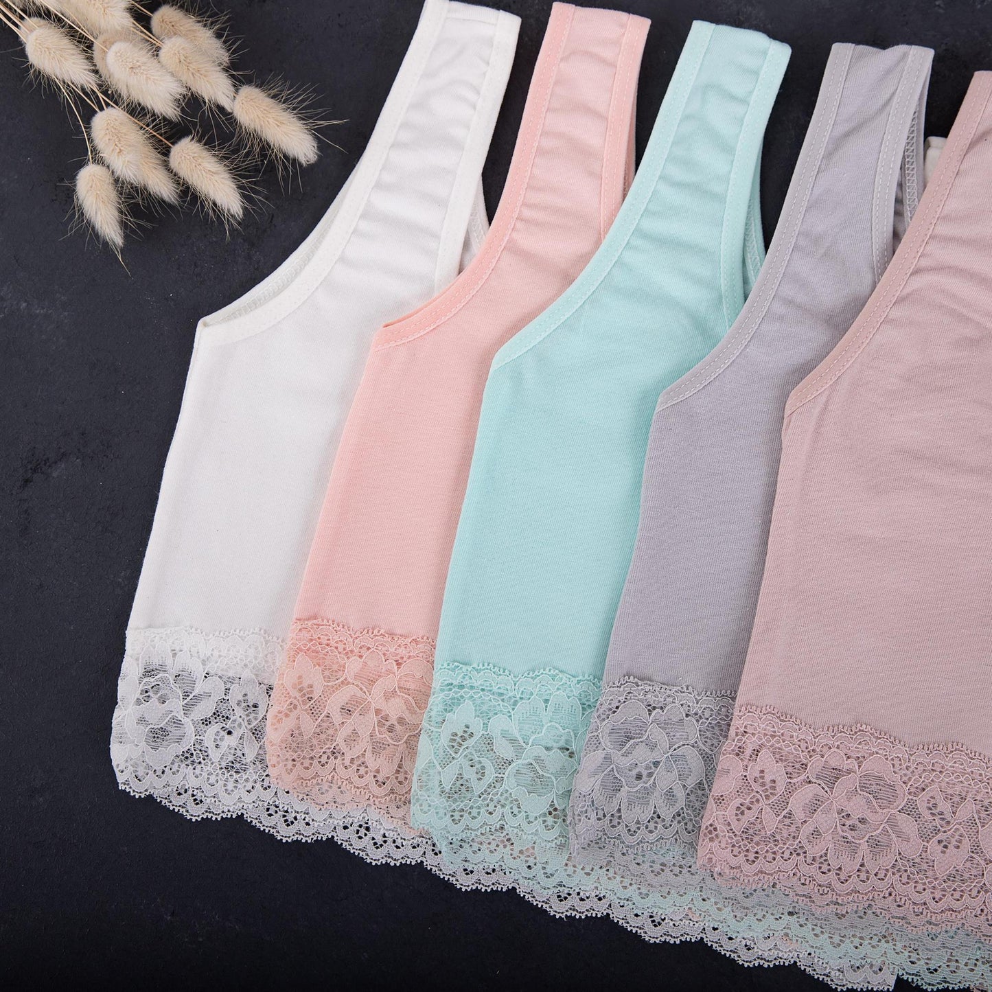 5er Set Mädchen Bustier BH - Spitze - Bunt