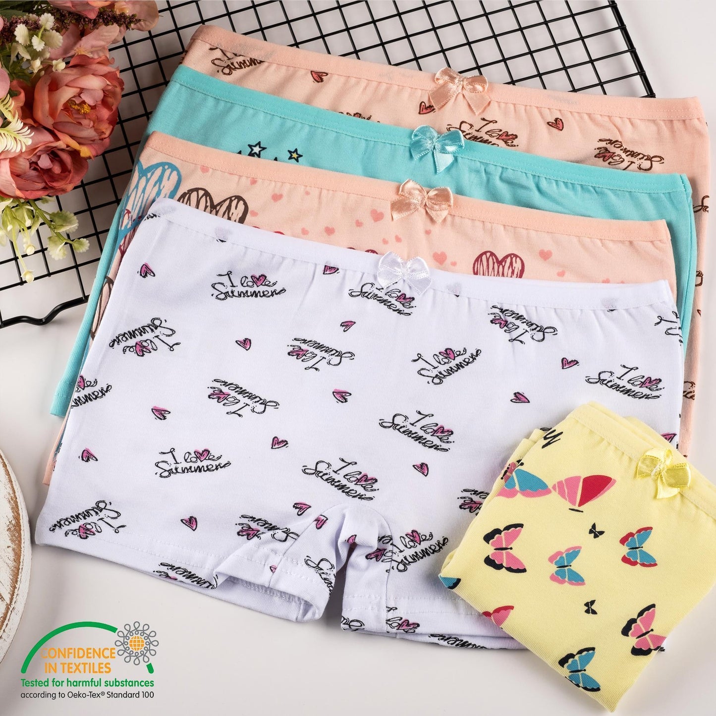 10er Set Mädchen Pantys - Herz - Bunt