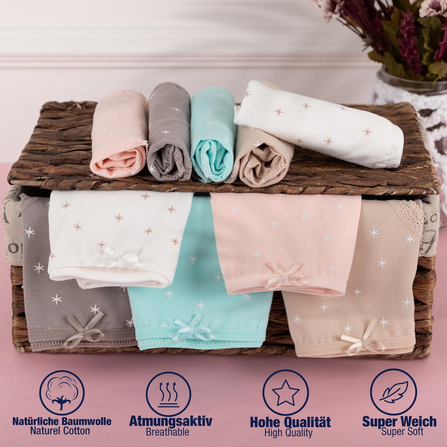 10er Set Mädchen Slips - Sterne - Bunt