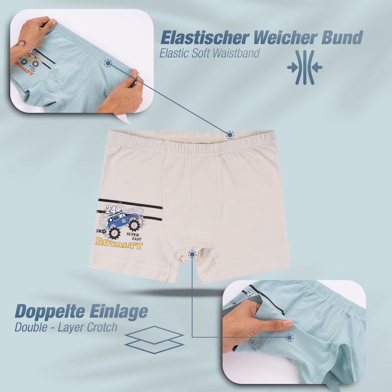 5er Set Jungen Boxershorts - Rallye - Bunt