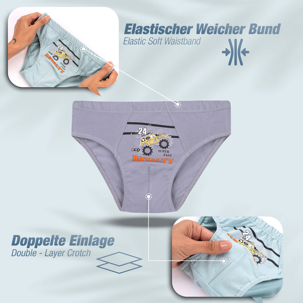 5er Set Jungen Slips - Rallye - Bunt