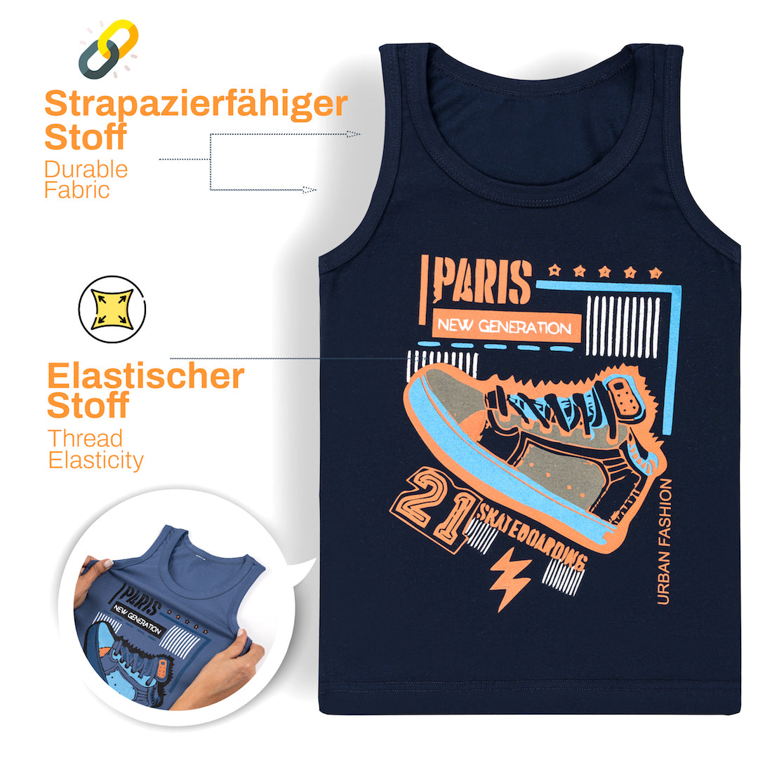 5 Jungen Unterhemden - Paris - Bunt