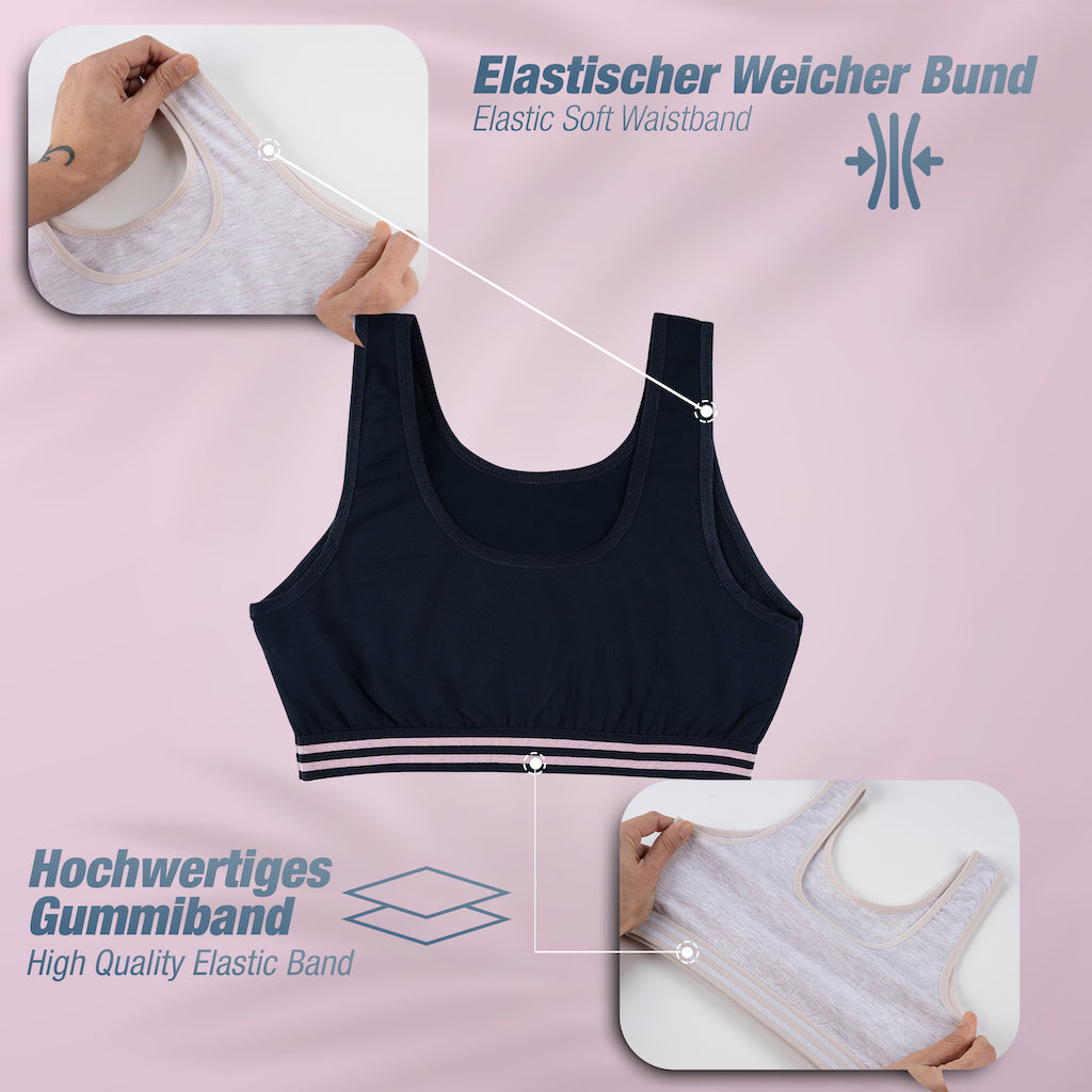 5er Set Mädchen Bustier - Streifen - Bunt