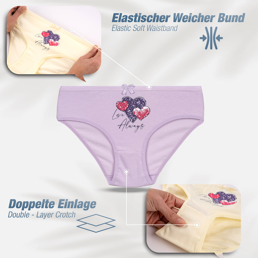 10 Mädchen Slips Baumwolle - Herz