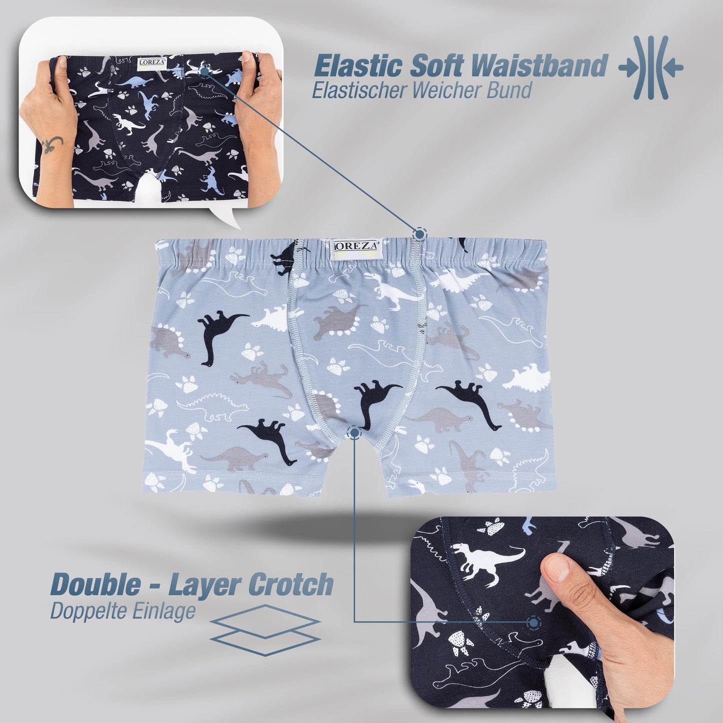 10er Set Jungen Boxershorts - Dinosaurier- Bunt