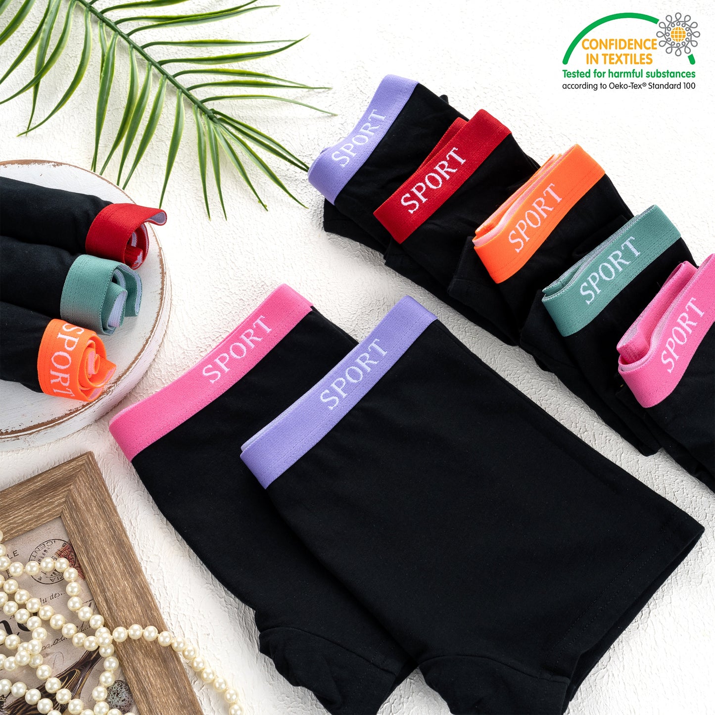 10er Set Mädchen Pantys Boxershorts - Sport - Schwarz