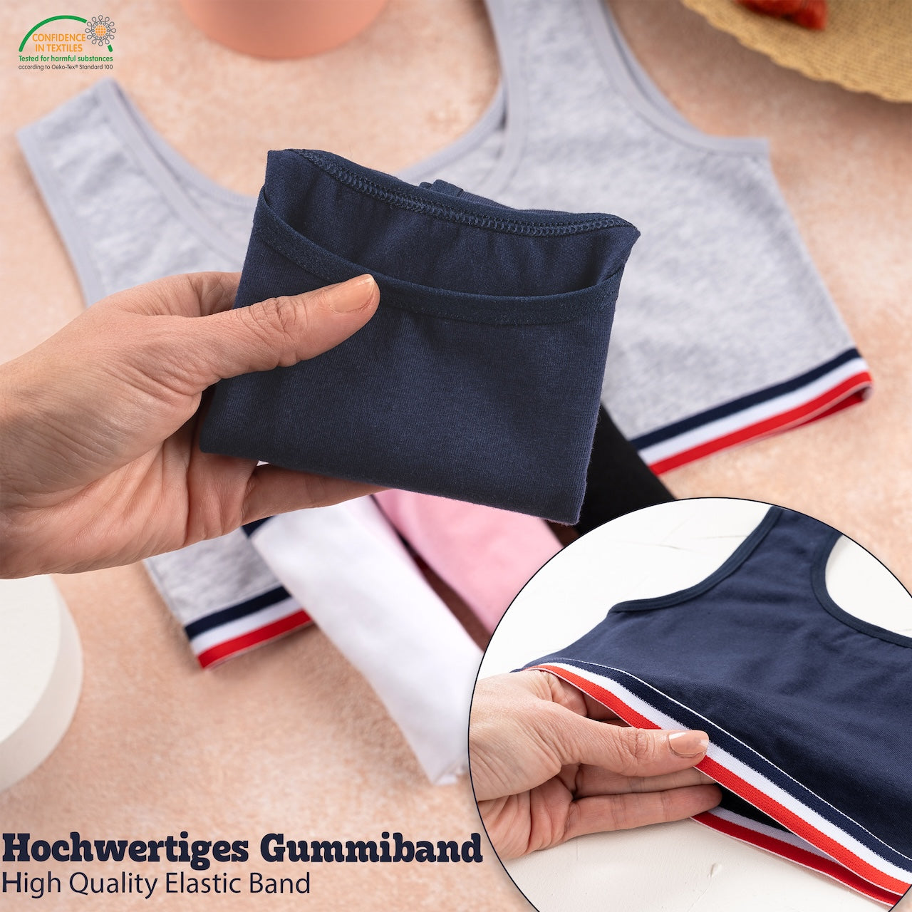 5er Set Mädchen Bustier - Streifen - Bunt