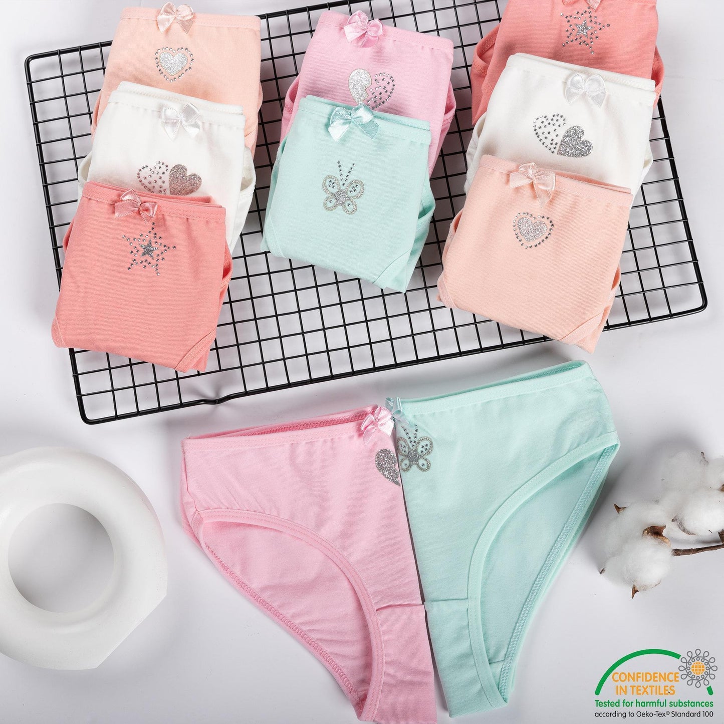 10er Set Mädchen Slips - Strass - Bunt