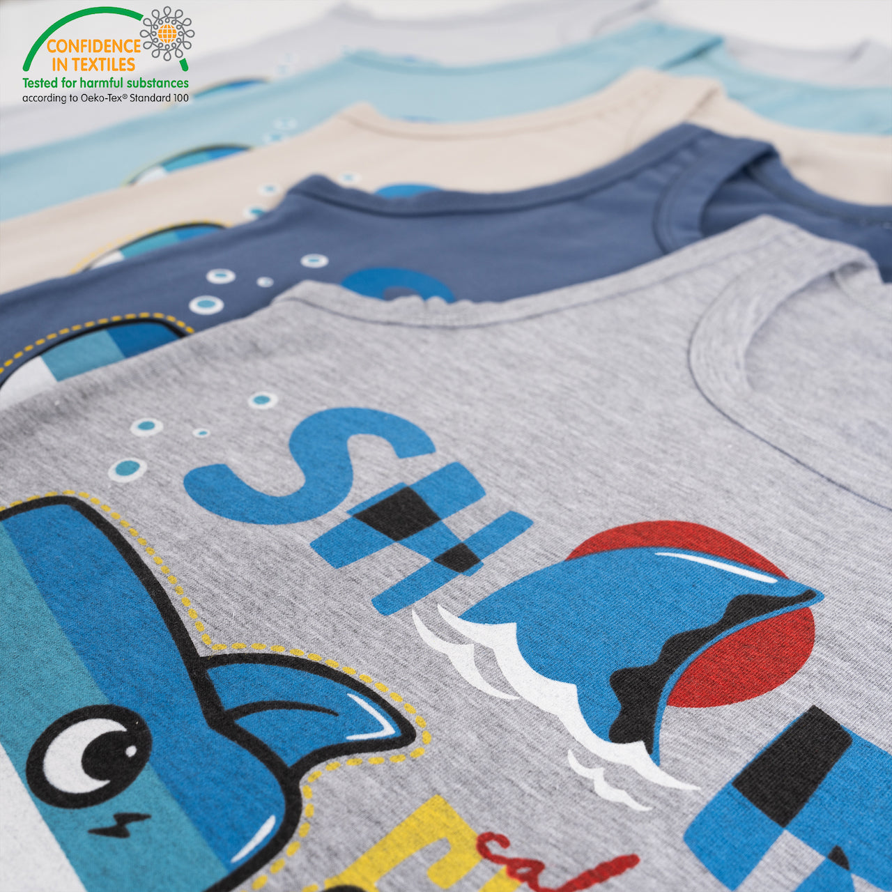 5er Set Jungen Unterhemden - Shark - Bunt