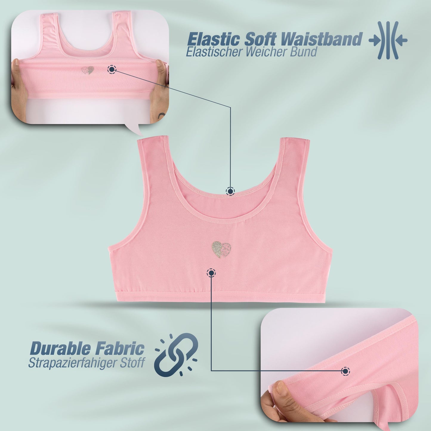 5er Set Mädchen Bustier BH - Strass - Bunt