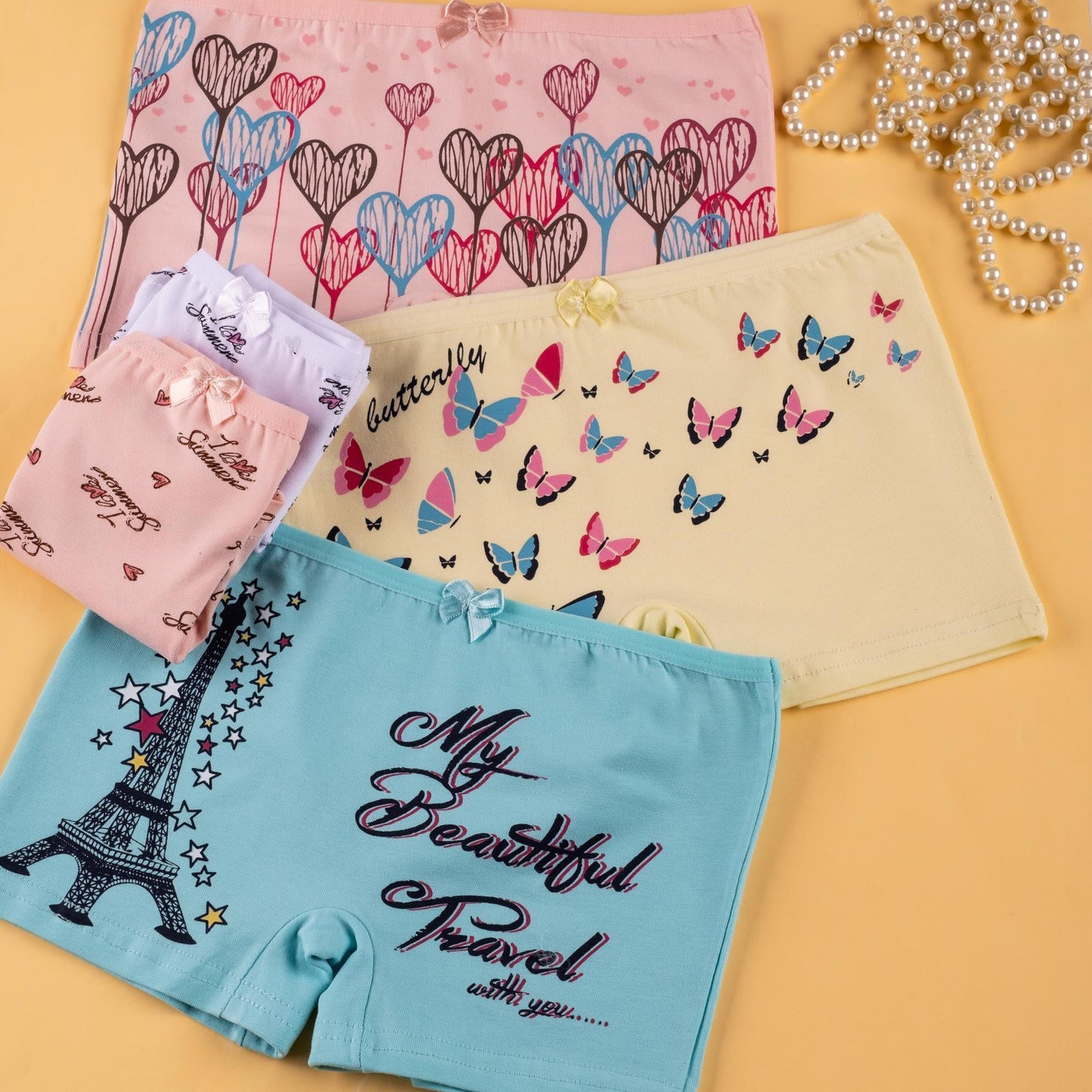 10er Set Mädchen Pantys - Herz - Bunt