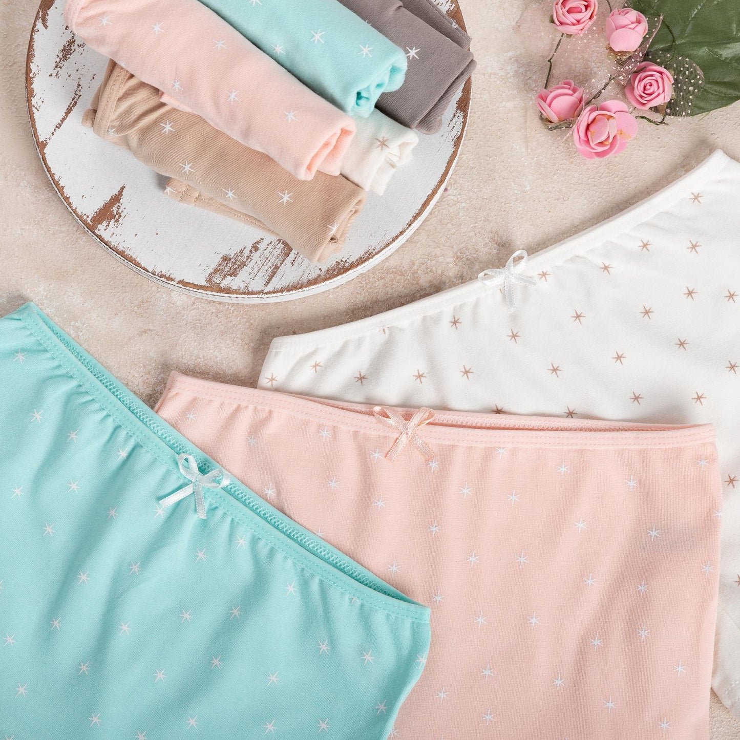 10er Set Mädchen Pantys - Sterne - Bunt