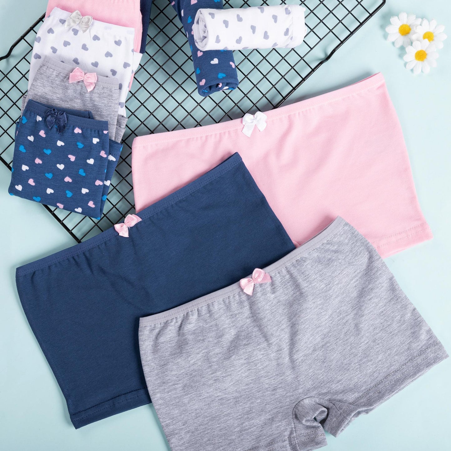 10er Set Mädchen Pantys Boxershorts - Herz