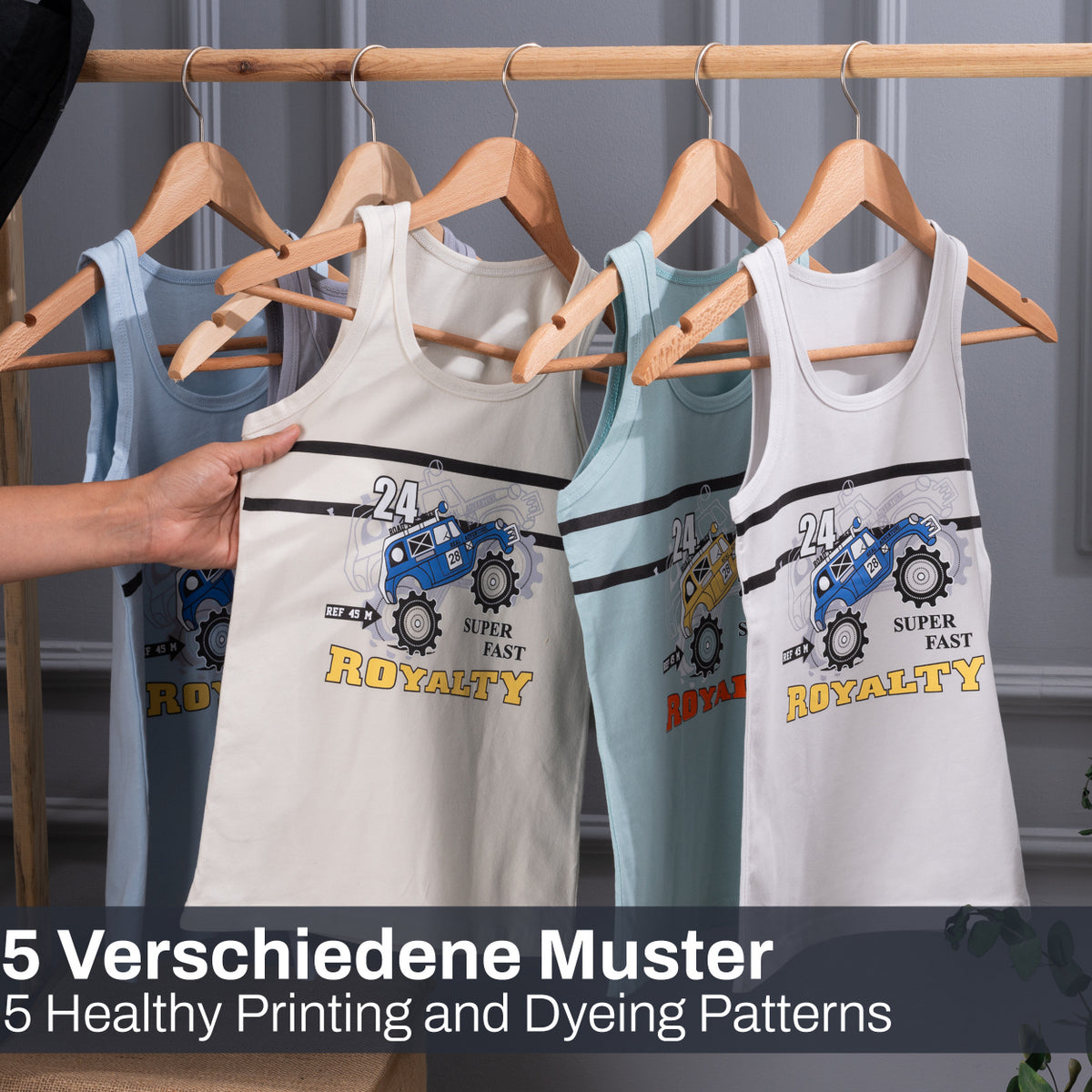 5er Set Jungen Unterhemden - Rallye - Bunt