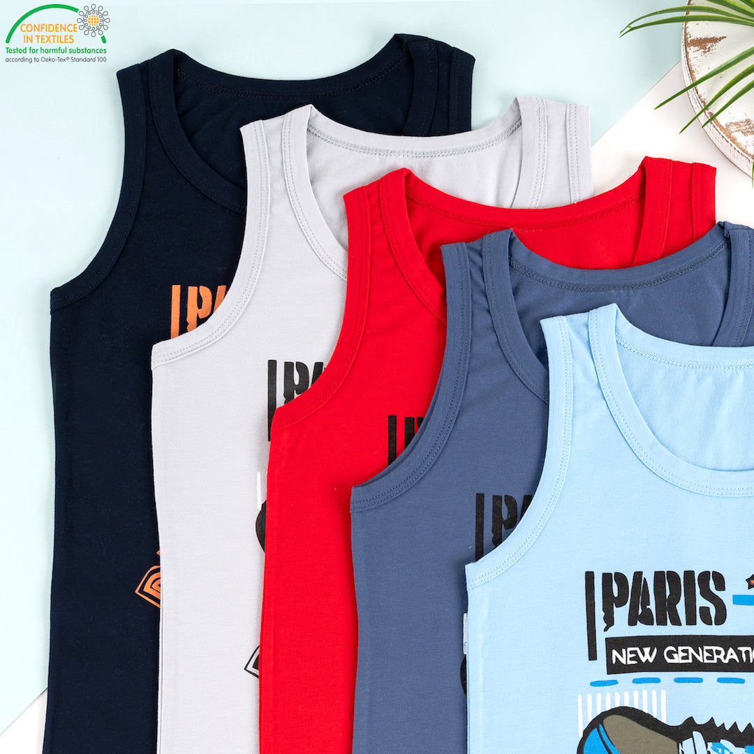 5 Jungen Unterhemden - Paris - Bunt