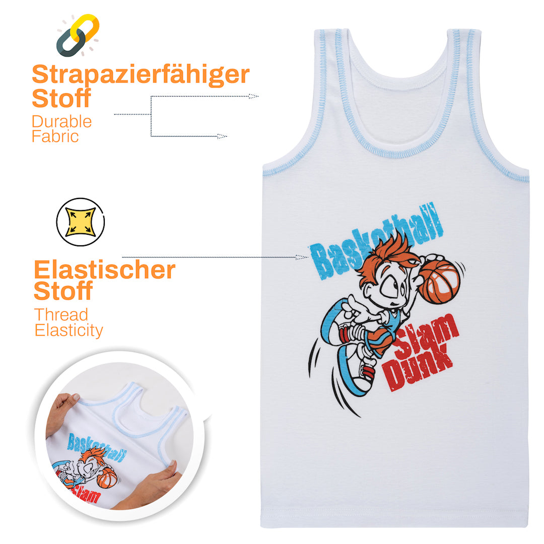 5er Set Jungen Unterhemden - Feinripp - Weiss