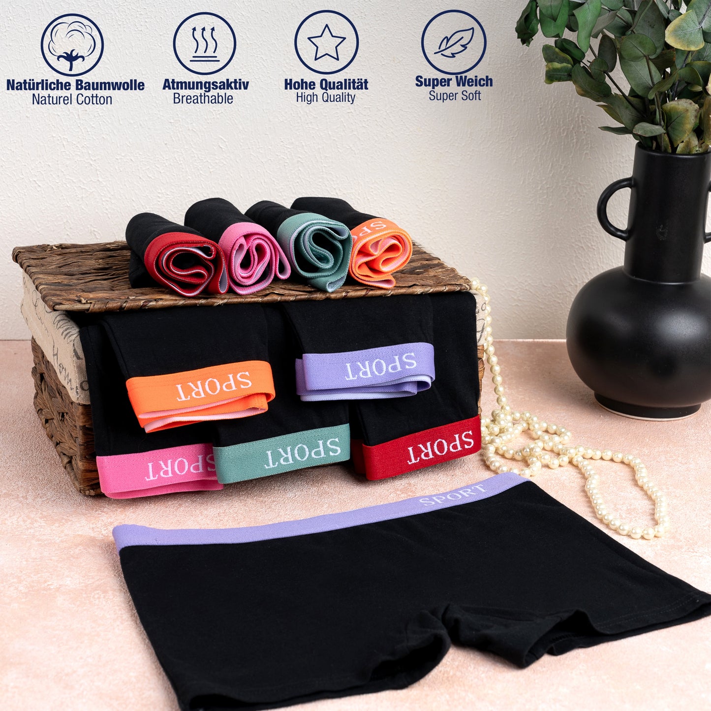 10er Set Mädchen Pantys Boxershorts - Sport - Schwarz