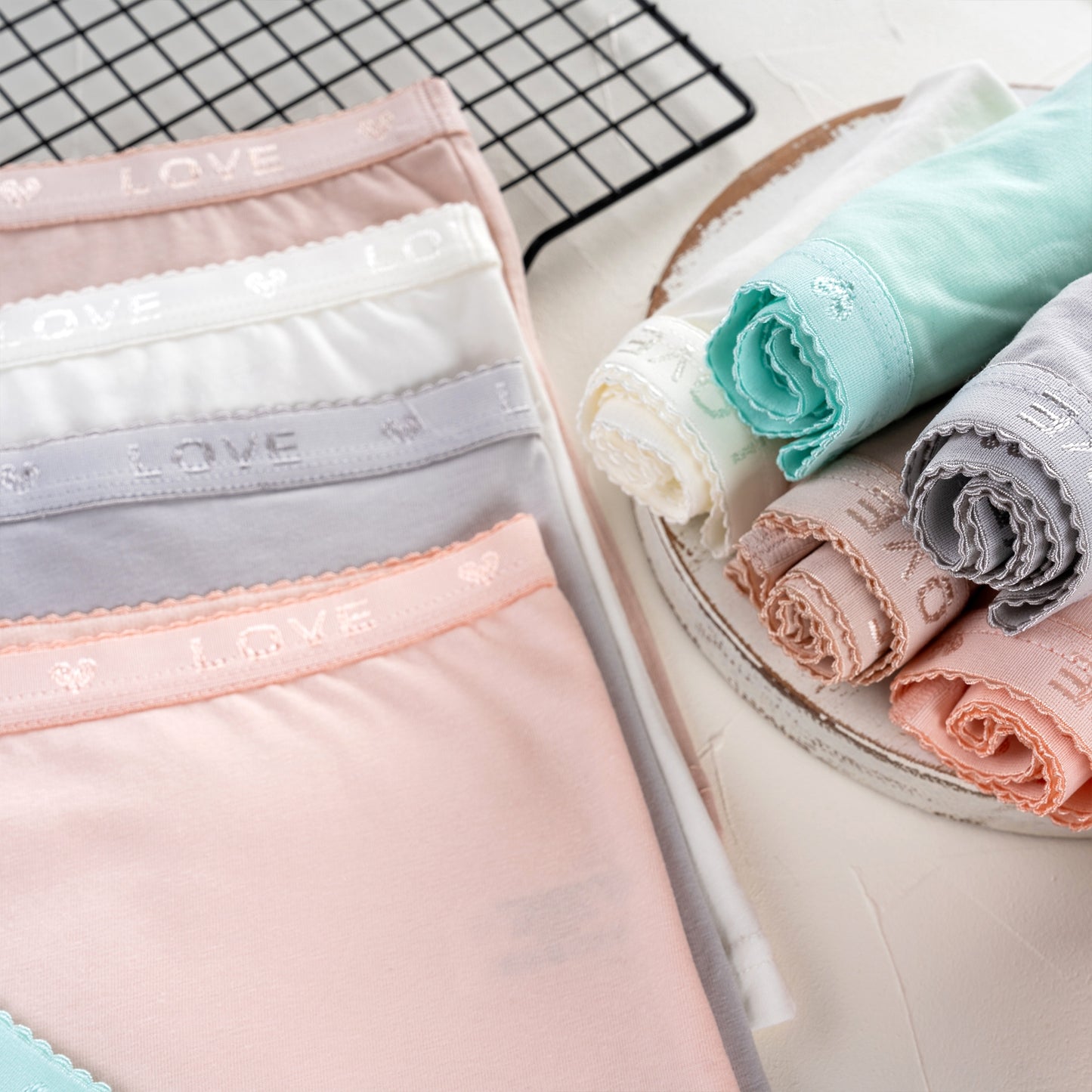 10er Set Mädchen Pantys Boxershorts - LOVE - Bunt