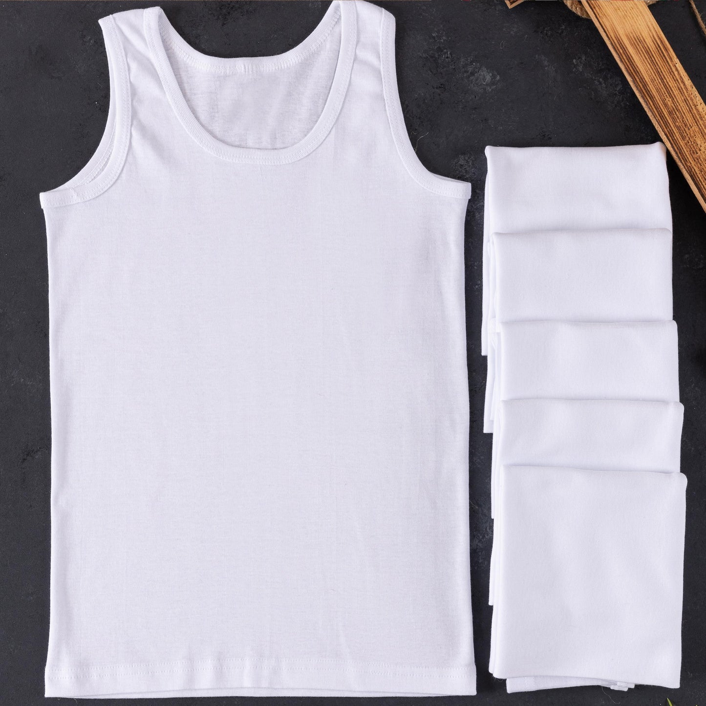 6er Set Jungen Unterhemden - Feinripp - Weiss