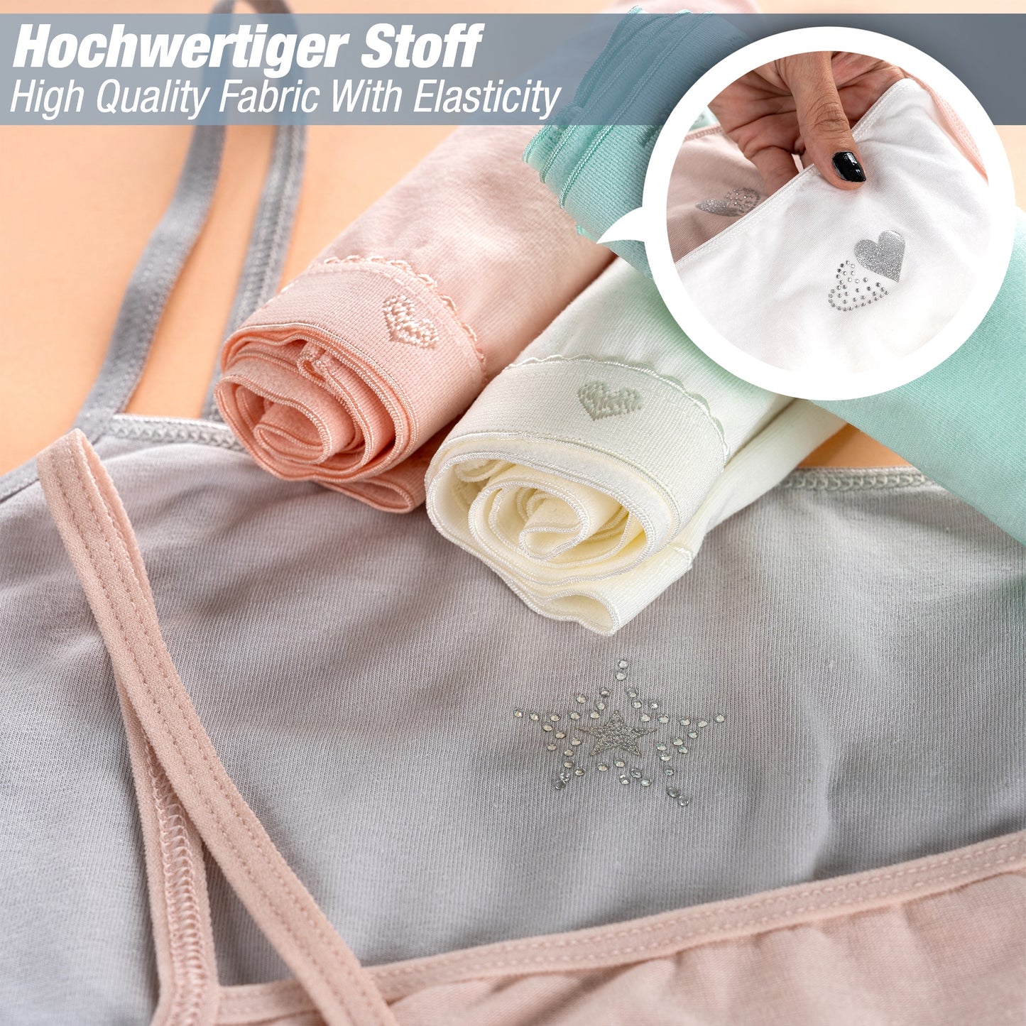 5er Set Mädchen Bustier BH - Strass - Bunt