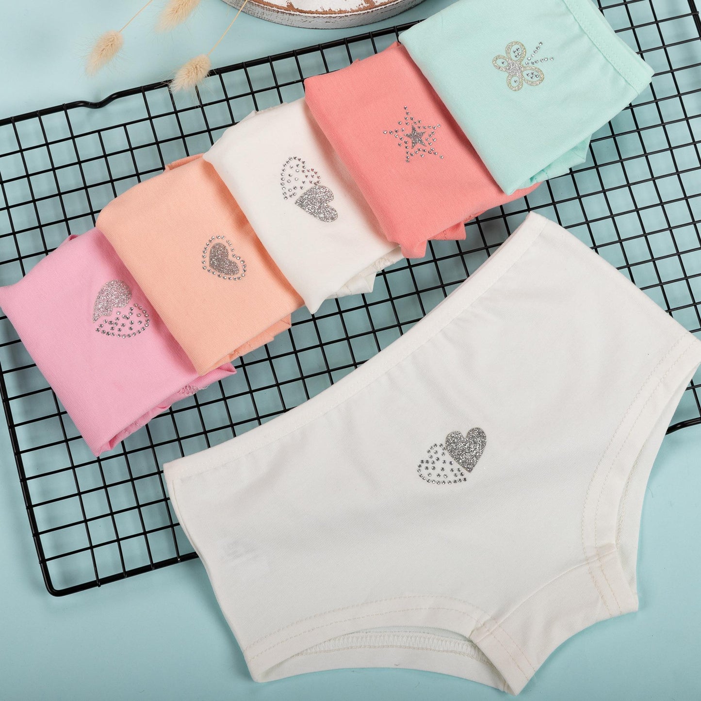 10er Set Mädchen Pantys - Strass - Mehrfarbig