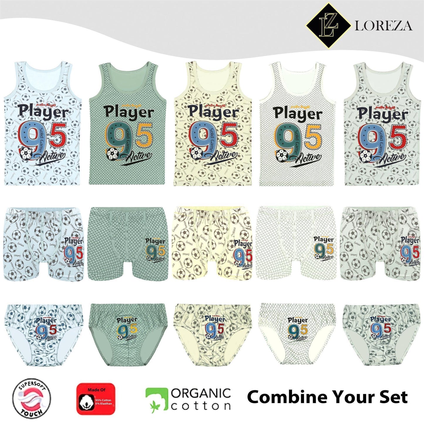 5er Set Jungen Unterhemden - Player - Bunt