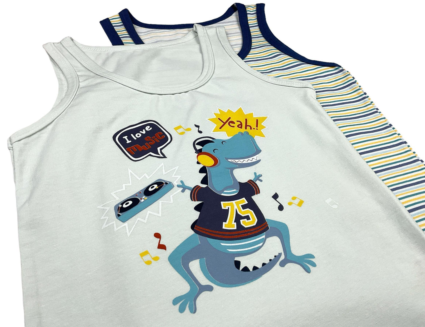 5er Set Jungen Unterhemden - Dinosaurier - Bunt