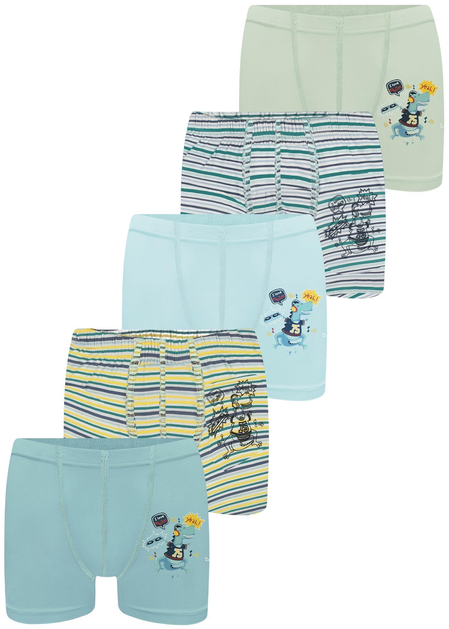 5er Set Jungen Boxershorts - Dino - Bunt