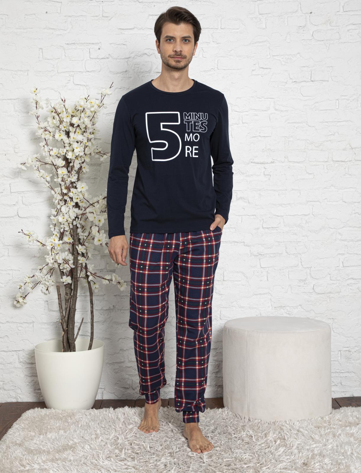 Herren Pyjama langarm Baumwolle Set Schlafanzug Hausanzug Nachtwäsche M-2XL