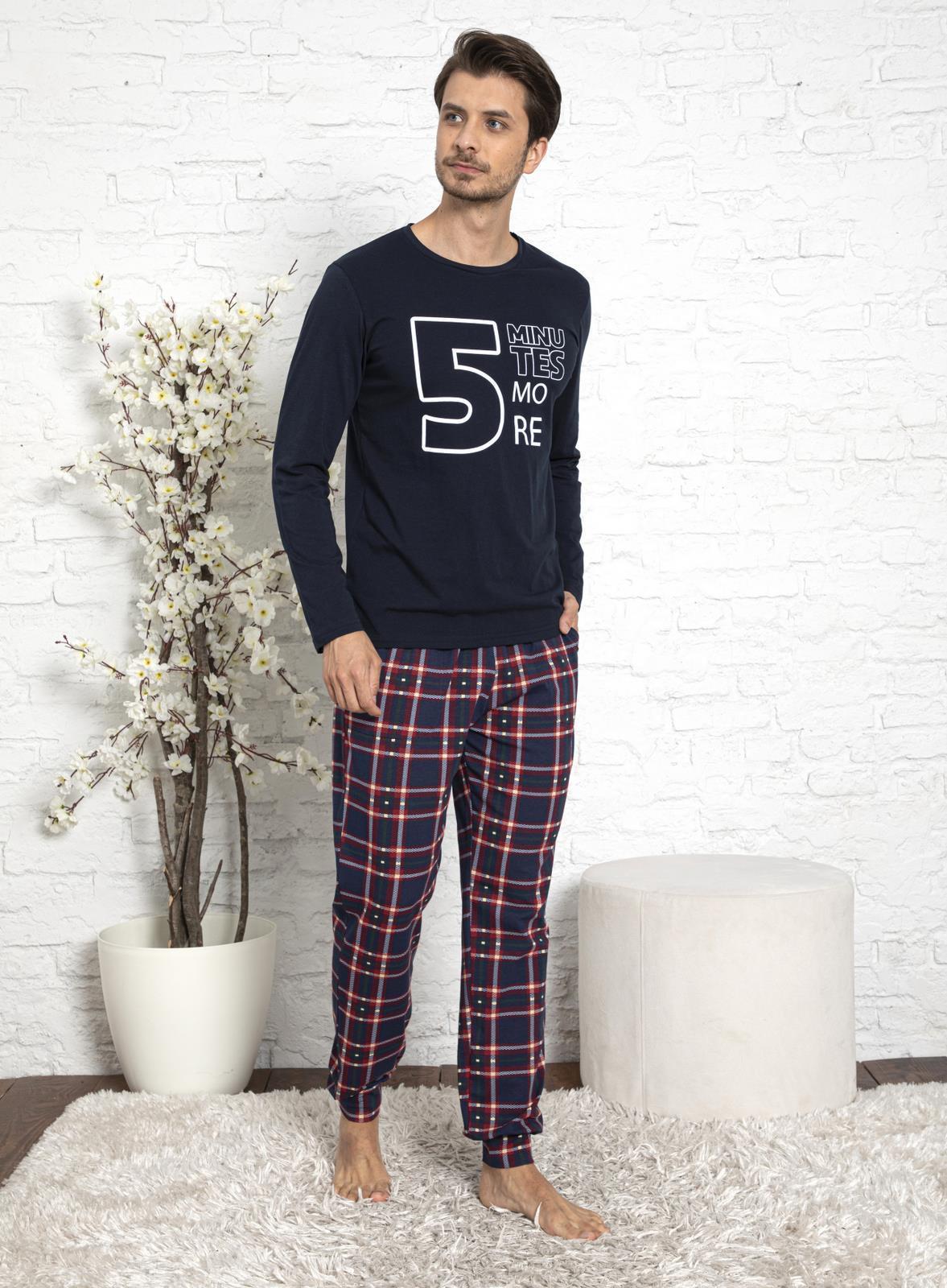 Herren Pyjama langarm Baumwolle Set Schlafanzug Hausanzug Nachtwäsche M-2XL