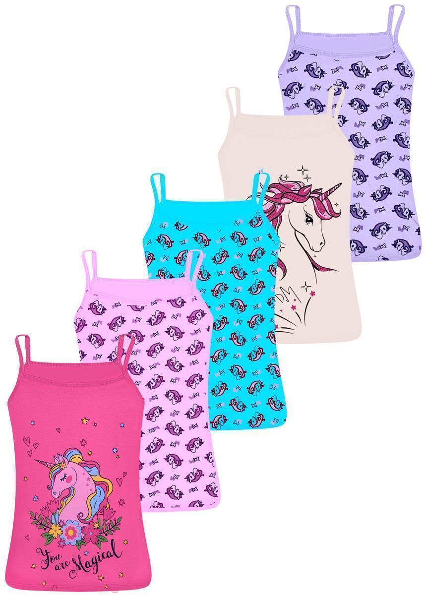 5er Set Mädchen Unterhemden - Unicorn - Bunt