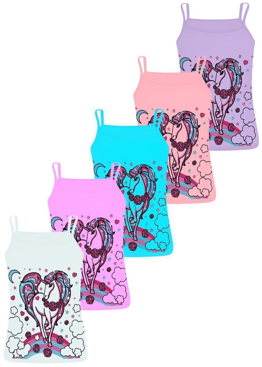 5er Set Mädchen Unterhemden - Unicorn - Bunt